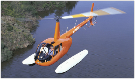  Helicóptero equipado com flutuadores. 